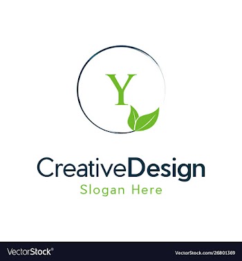 Letter y leaf naturally creative business logo vector image