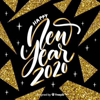 Lettering happy new year 2020 Free Vector