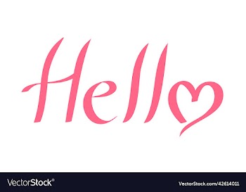 lettering of hello with pink heart