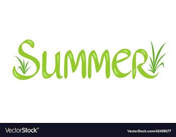 lettering of summer with grass on isolated