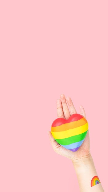 LGBTQ+ community heart with hands presenting | Free stock photo | High Resolution image