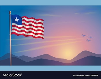 liberia flag in the morning sun