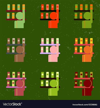 Library and man silhouette taking book collection vector image