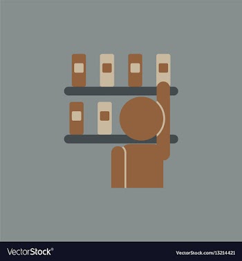 Library and man silhouette taking book vector image