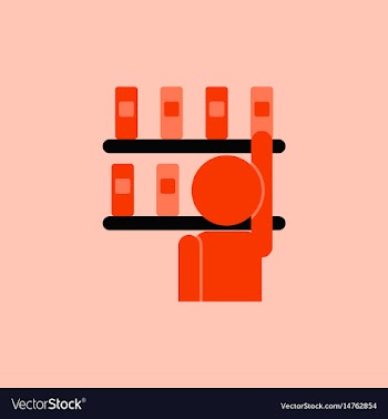 Library and man silhouette taking book vector image