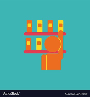Library and man silhouette taking book vector image