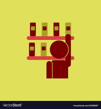 Library and man silhouette taking book vector image