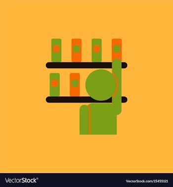 Library and man silhouette taking book vector image