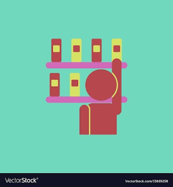 Library and man silhouette taking book vector image
