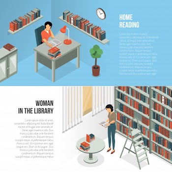 Library hours banners set Free Vector