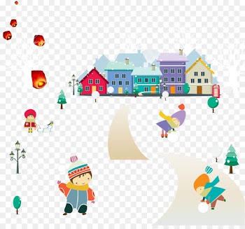 Lidong Winter solstice Tangyuan Solar term - Children playing in the snow 