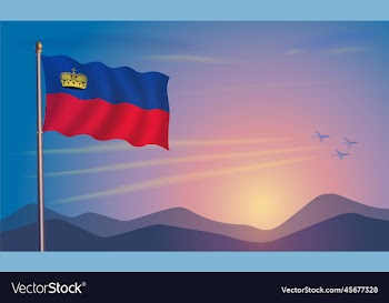 liechtenstein flag in the morning sun