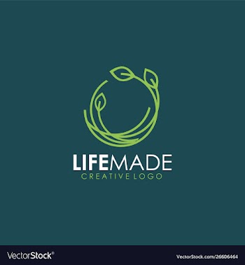 Life made logo life green logo o life o leaf vector image
