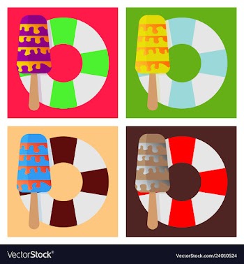 Lifebuoy icon with icecream vector image