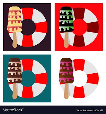 Lifebuoy icon with icecream vector image