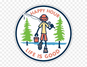Lig Happy Hour Sticker - Life Is Good Unisex Adirondack Sticker, Cloud White,