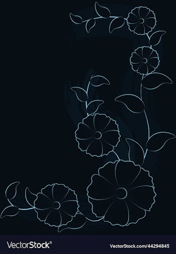 light blue contoured flowers on dark background