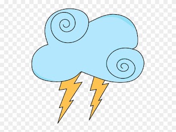 Light Blue Swirl Cloud With Lightning - Clip Art