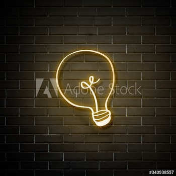 Light bulb neon sign