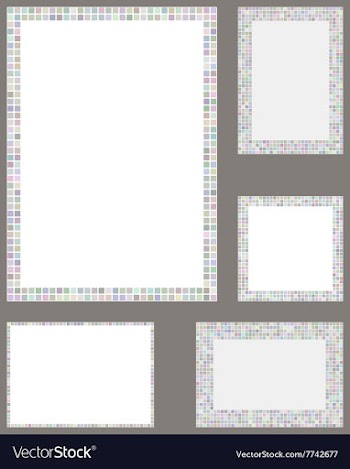 Light color pixel mosaic page border template set vector image
