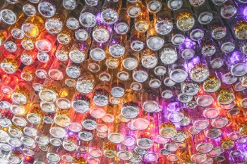 Light fitting made from coloured glass