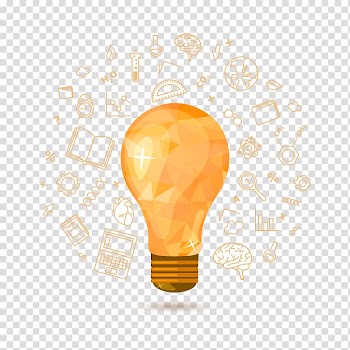 Light Icon, Orange simple light bulb decoration pattern transparent background PNG clipart