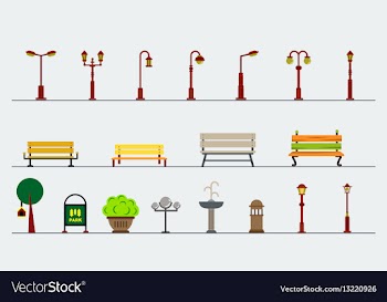 Light posts and outdoor elements for construction vector image