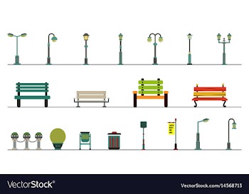 Light posts and outdoor elements for construction vector image