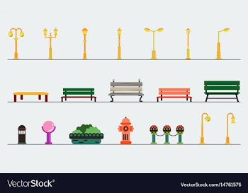 Light posts and outdoor elements for construction vector image