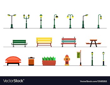 Light posts and outdoor elements for construction vector image