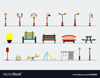 Light posts and outdoor elements for construction vector image