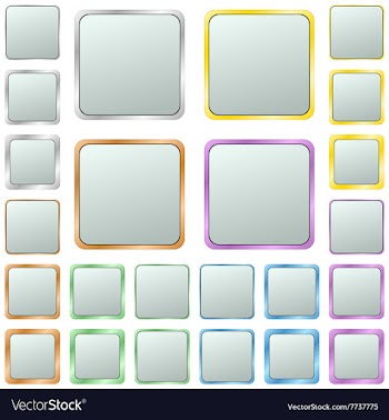 Light silver blank square metal button set vector image