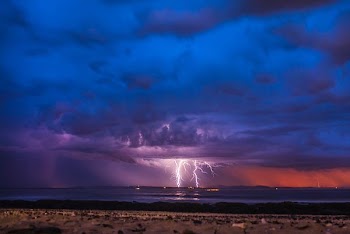 light under dark sky