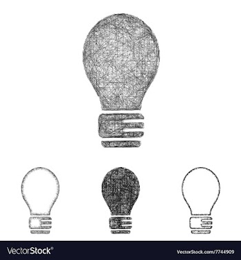 Lightbulb icon set - sketch line art vector image