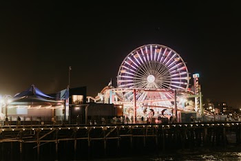 Lighted Amusement Park at Night