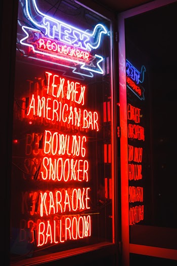 Lighted Blue And Red Signage