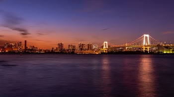 Lighted Bridge Across the Harbor