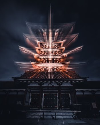 lighted brown and white shrine