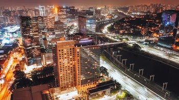 Lighted City At Night