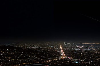Lighted City Skyline at Night