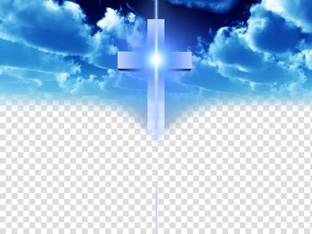 Lighted cross under clouds , Bible Christian cross Christianity , blue cross transparent background PNG clipart