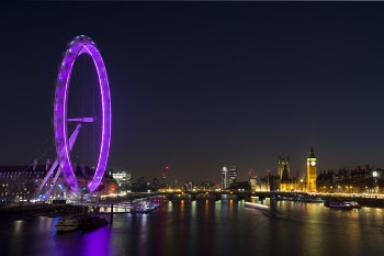 Lighted Ferrys Wheel Near Body of Water during Nighttime