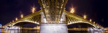 lighted full-suspension bridge over body of water at night time