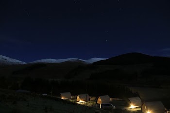 lighted houses during nighttime