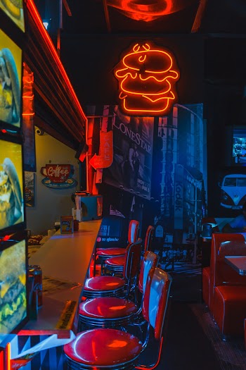 Lighted Red Hamburger Signage