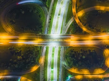 Lighted Road at Night
