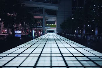 lighted road during nighttime