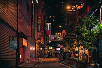 Lighted Signage at Night