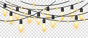 Lighted string lights, Christmas lights , Yellow light effect decorative holiday lights transparent background PNG clipart