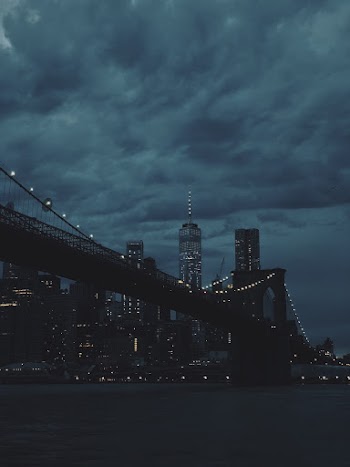 Lighted Suspension Bridge during Nighttime